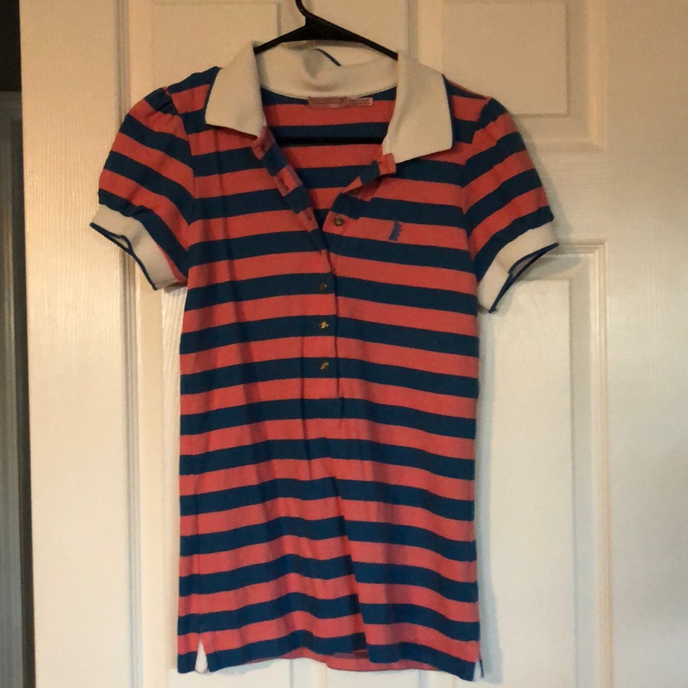 Juicy couture, short, sleeved, pink and blue polo size medium